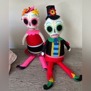 Festive Day of the Dead Skeleton Dolls - Red and Black